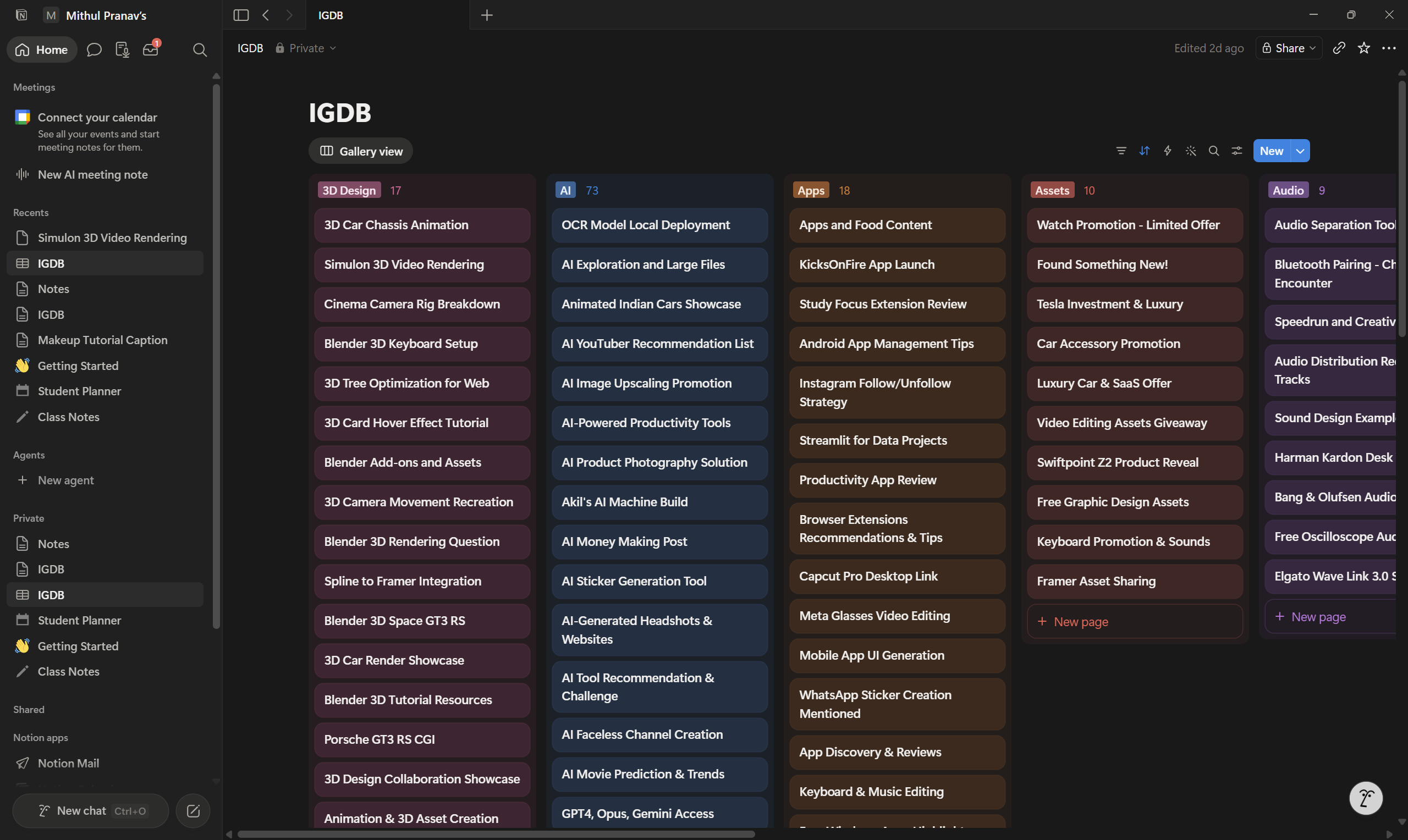 Notion window showcasing IGDB