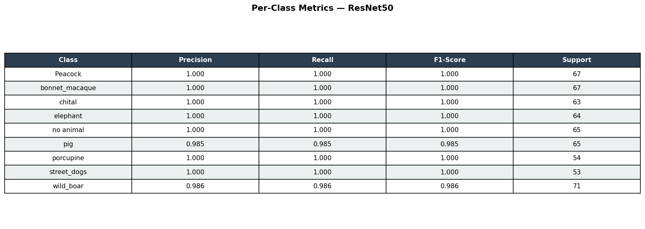 ResNet-50 Per-Class Metrics